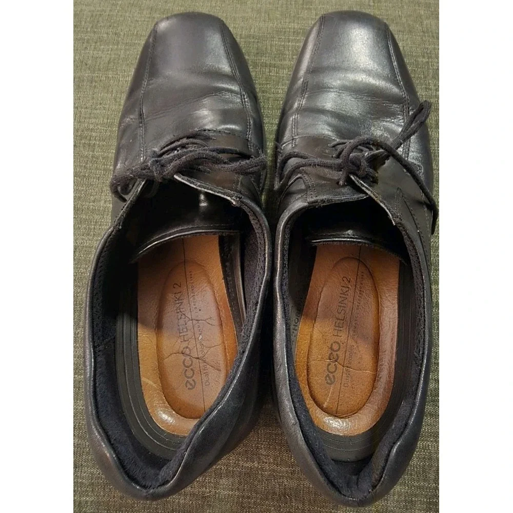 Ecco Helsinki 2 Black Leather Mens Size 11.5 EU 45 Oxford Dress Shoes Business